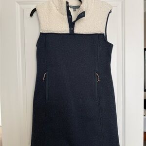 Women's Navy and Cream Sleeveless Dress